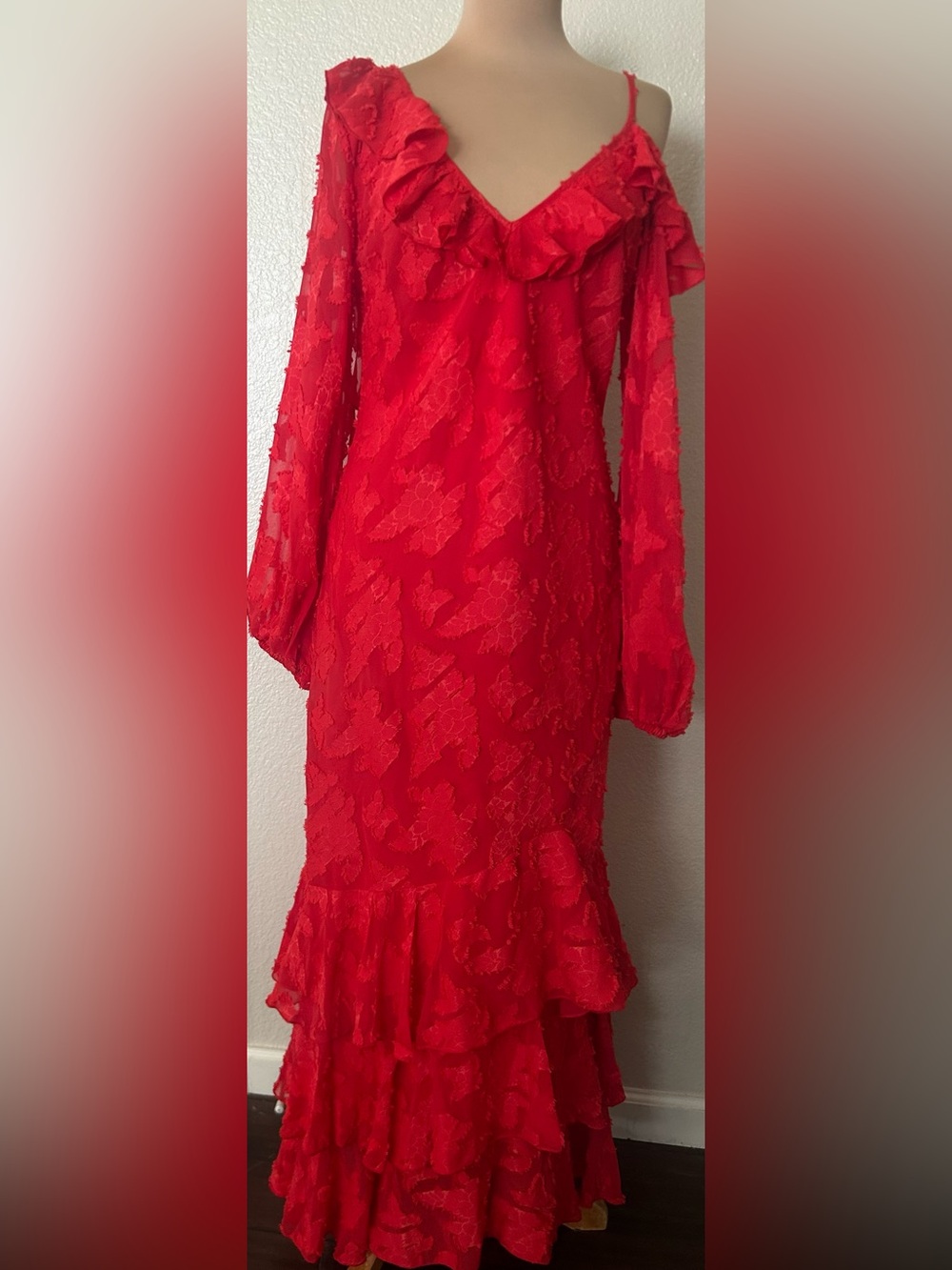 ASOS Red One-Shoulder Ruffle Dress NWOT